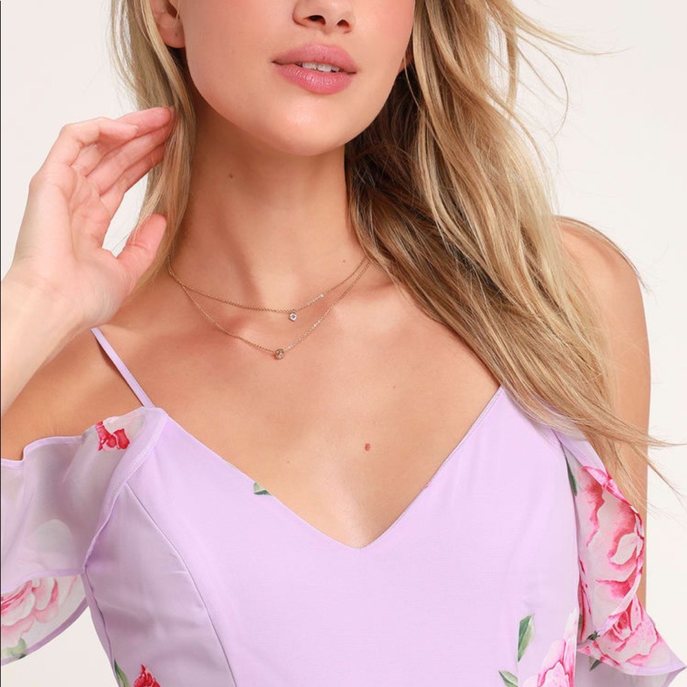 Lavender 🌸Floral Flutter Sleeve Maxi Dress - M - Picture 2 of 5